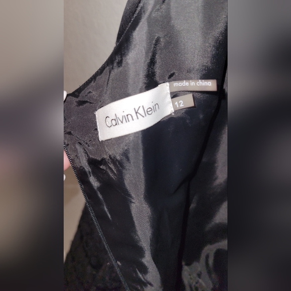 Calvin Klein Elegant BLACK Lace/Sequined Fit & Flare Cocktail Dress,...Size 12 - Picture 4 of 6